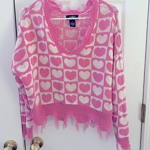 heart crop top/long sleeve